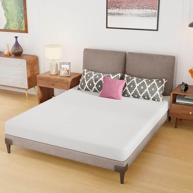 PayLessHere Queen Size Mattress,6 Inch Gel Memory Foam Mattress in a Box,Medium-Firm,Pressure Relief&Temperature Regulation,CertiPUR-US Certified,White