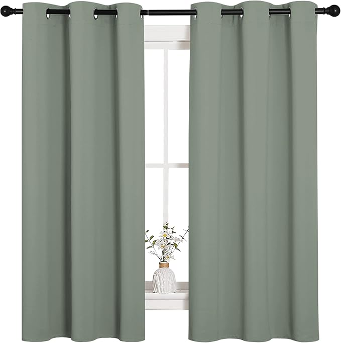 NICETOWN Greyish Green Nursery Essential Thermal Insulated Solid Grommet Top