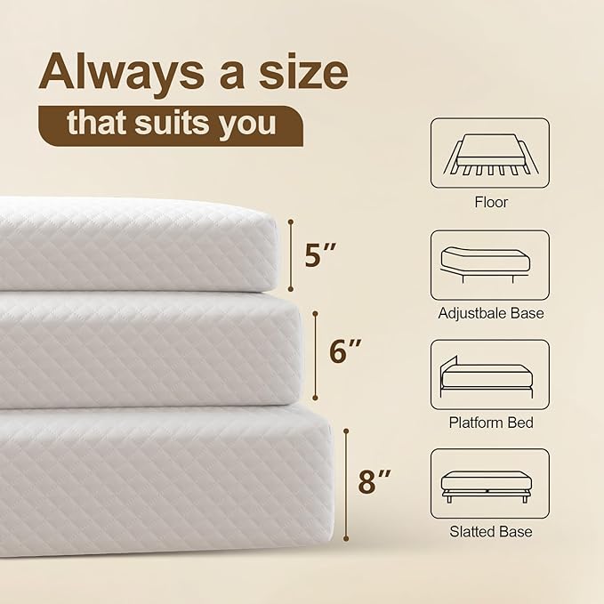 8 Inch Full Size Mattress in a Box,Memory Foam Mattress for Comfort Sleep, Cooling Night Sleep & Pressure Relief, Ships Compressed (8", Full)