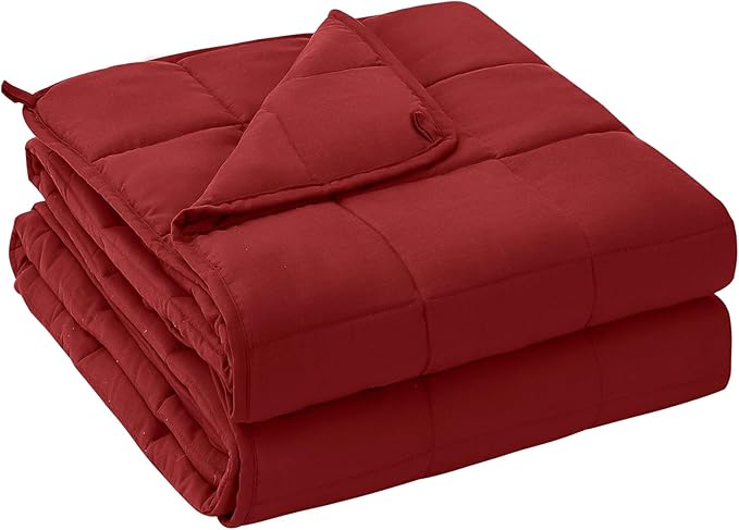 yescool Weighted Blanket for Adults (25 lbs, 88” x 104”, Red) Cooling Heavy Blanket for Sleeping Perfect for 240-260 lbs, King Size Breathable Blanket with Premium Glass Bead