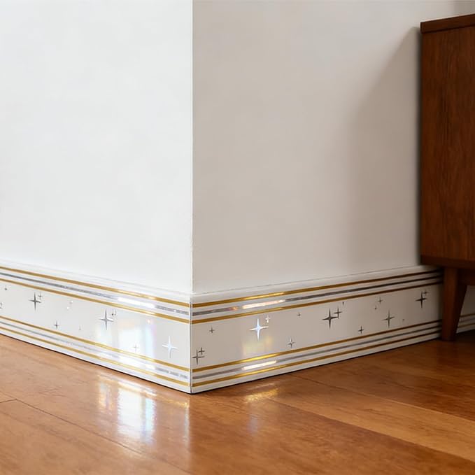 Peel and Stick Baseboard Trim, 3.93" x 196.8" Mirror Border, Self-Adhesive