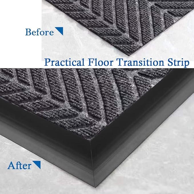 Floor Transition Strip Self Adhesive Carpet & Flooring Transitions Edging Trim Strip PVC Threshold Transitions Suitable for Threshold Height Less Than 3mm (3.3Ft, Black)