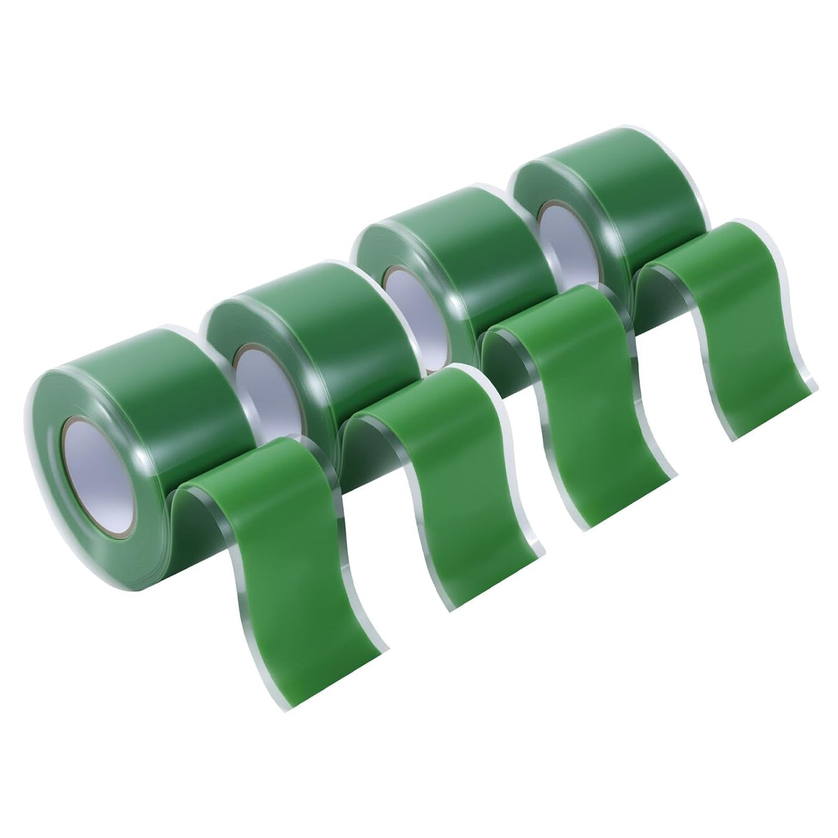 Self Fusing Silicone Tape 4 Rolls 1 in x 10' Green Waterproof Rescue Tape Rubber Leak Silicone Self-amalgamating Tape for Plumbing, Sealing Pipes, Hose Repair, Outdoor Coax and Tool Fixation