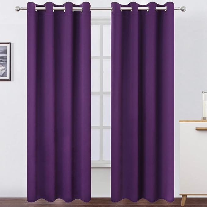 LEMOMO Blackout Curtains 52 x 120 Inch Long Purple Curtains Set of 2 Panels