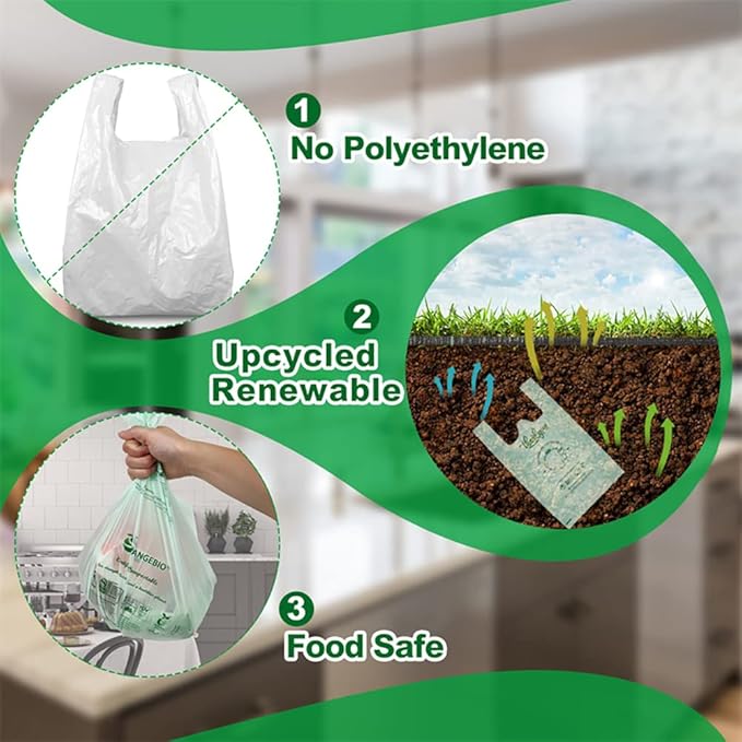 OrangeBio 6~8 Gallon Compostable Trash Bags, 100 Count, Plant-Based Garbage Bags for Kitchen, Bathroom, Office & Food Waste – Durable, Leak-Proof, ASTM D6400 & BPI Certified