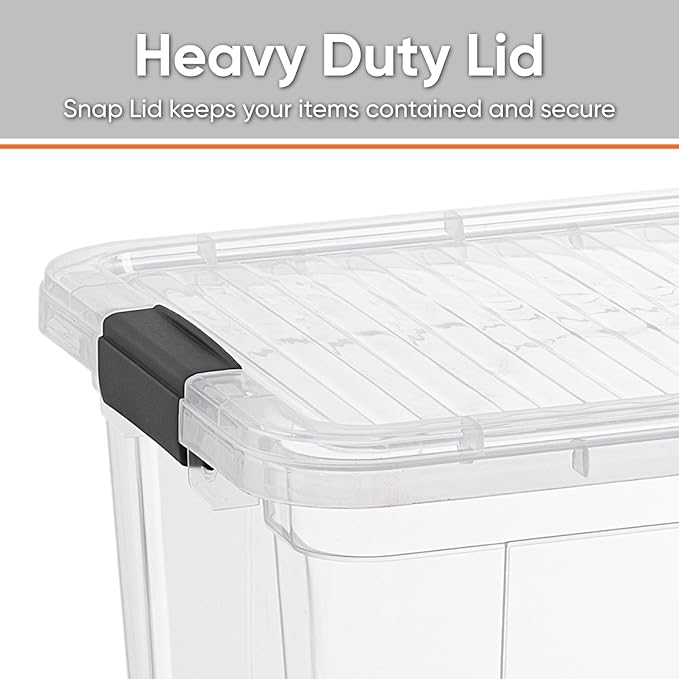 Superio Storage Bins with Lids- 2 Pack, 6.6 Qt Clear Boxes for Organizing, Stackable Plastic Containers- BPA Free, Non-Toxic, Odor Free, Organizer for Home, Office, Dorm
