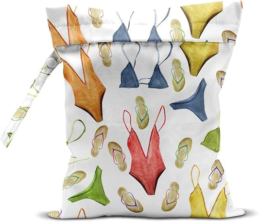 Wet Bag, Wet Dry Bag, Wet Bag for Swimsuit, Travel, Beach, Pool, Diapers, Dirty Yoga Gym Clothes, Makeup Bag, Waterproof Reusable Beach Bag Ocean Decor Starfish Sea Horse Anchor