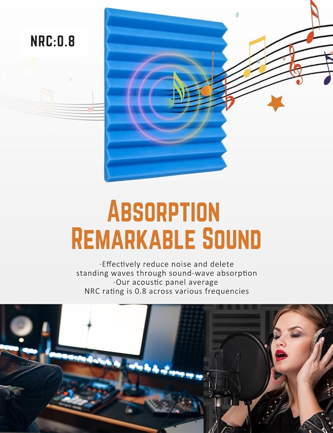 Sound Proof Foam Panels for Wall 48 Pack Acoustic Panels Sound Absorbing 1" X