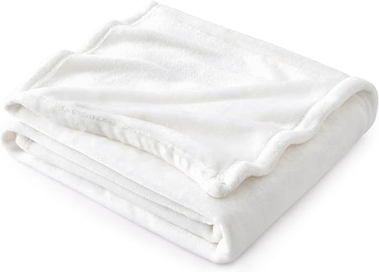 Bedsure White Fleece Throw Blanket - 300GSM Blankets for Couch, Sofa, Bed, Soft Lightweight Plush Cozy Throws for Toddlers, 50x60 inches