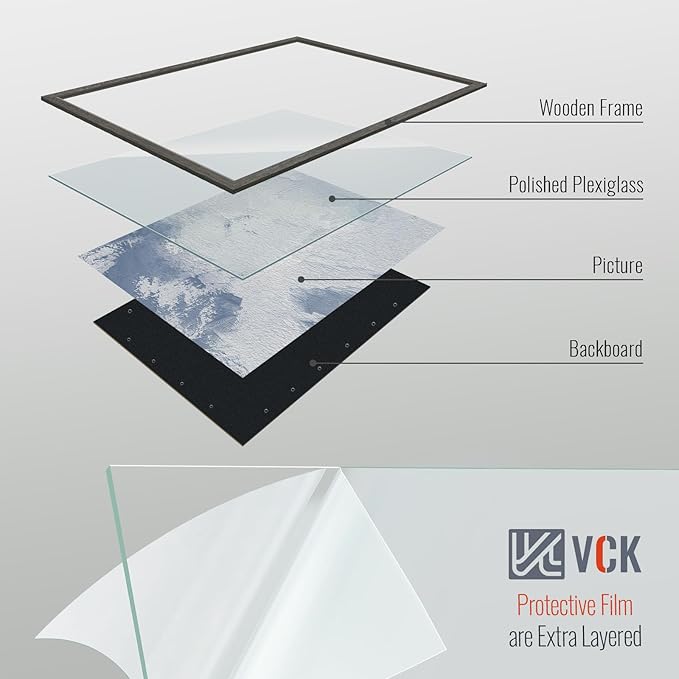VCK 18x24 Poster Frame Set of 4 - Grey, Gallery-Quality Wood Picture Frames, 1.1-Inch Wide Border, Polished Plexiglass, Vertical or Horizontal Wall Display for Photo/Art/Prints, Grey
