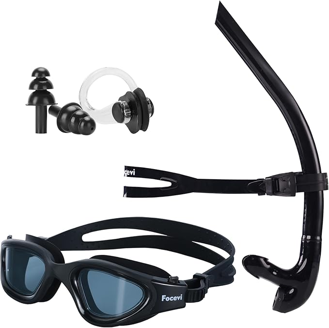 Swim Snorkel for Lap Swimming,No loud gurgling noise No hurt forehead No slip front swimming Snorkeling Training for adult/kid/youth,swimmer snorkle center Mount snorkel tube One-Way Purge Valve