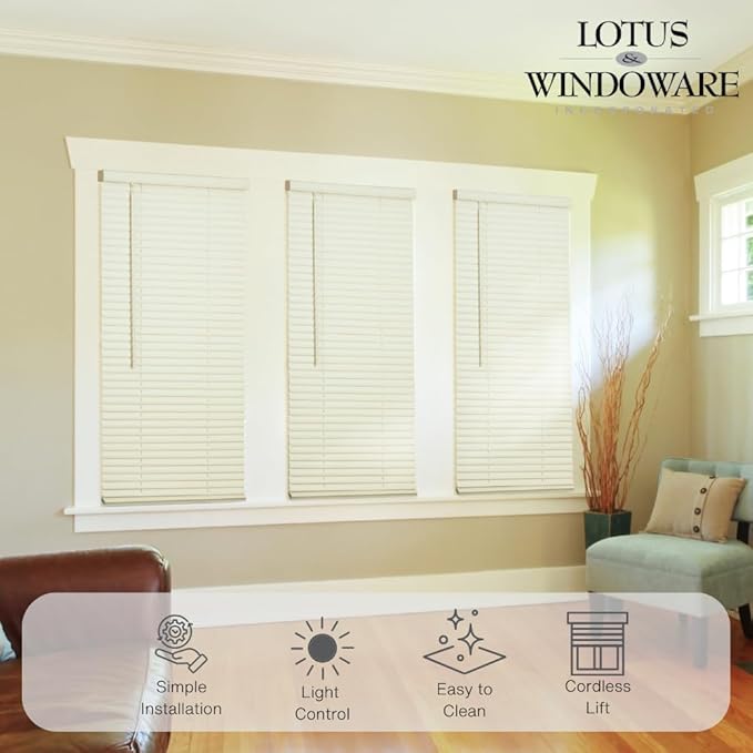 LOTUS & WINDOWARE Cordless Mini Blind, 16.5" Wide x 84" Long