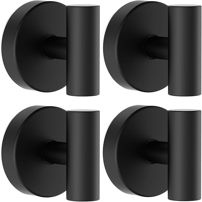 Suction Cup Hooks, Shower Hooks for Inside Shower – Removable Towel Hooks for Bathroom Window Glass Mirror Tile, Bath Robe Looafh Hook for Hanging – Waterproof & Rustproof, Black (4 Pack)