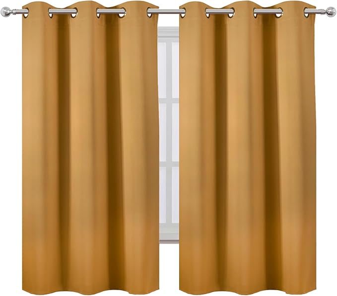LEMOMO Blackout Curtains 42 x 63 inch/Mustard YellowCurtains Set of 2