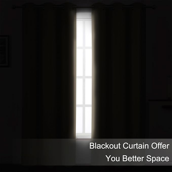 LEMOMO Khaki Thermal Blackout Curtains/52 x 95 Inch/Set of 2 Panels Room