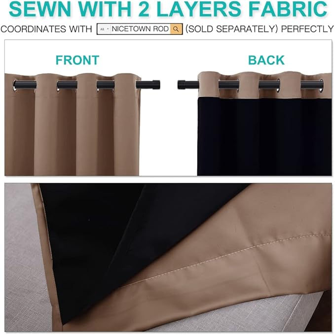 NICETOWN Warm Curtains for Winter, 100% Blackout Curtains Thermal, Noise