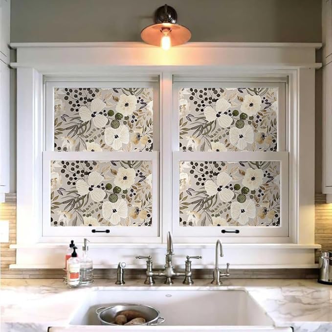 18"x236" Boho Cream/Brown Daisy Flower Peel and Stick Self Adhesive Wallpaper