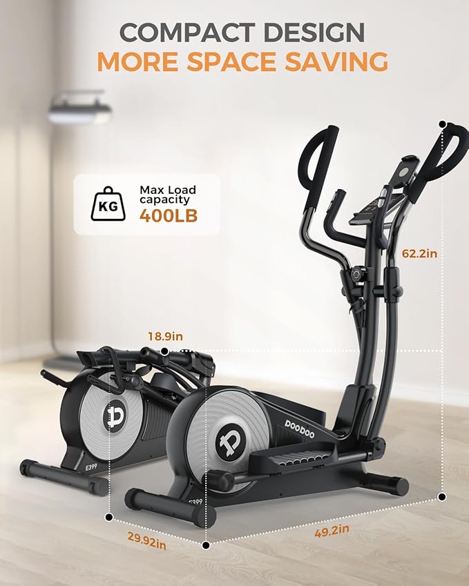 pooboo Elliptical Machine, Elliptical Exercise Machine with 16-Level Resistance&Hyper-Quiet Magnetic Driving System, Elliptical Machine for Home with LCD Monitor&15.5IN Stride, 350LBS Weight Capacity