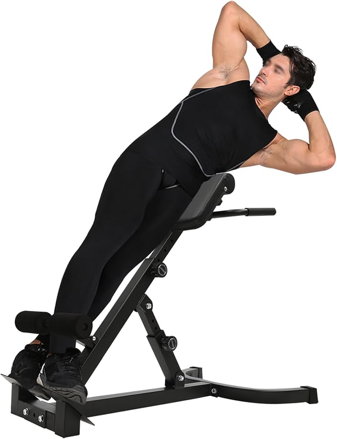 Multi-Functional Roman Chair Back Extension Machine, 8-Level Adjustable Hyperextension Bench Ab Sit Up Bench Upper and Lower Body Workout Machine Build Muscle for Gym, Home