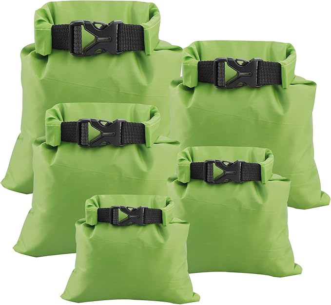 Pimoys 5 Pack Waterproof Dry Sacks, Lightweight Outdoor Dry Bags Ultimate Dry Bags for Kayaking Rafting Boating Camping (1.5L, 2.5L, 3.5L, 4.5L, 6L)