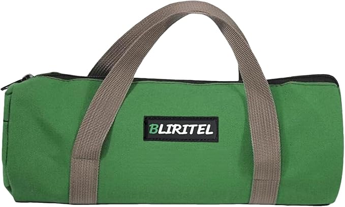BLIRITEL 14 Inch Small Tool Bag for Men, Large Capacity Wide Mouth Canvas Storage Kit, Tote Handbag Organizer for Mechanic & Electrician Storage Wrenches (Green)