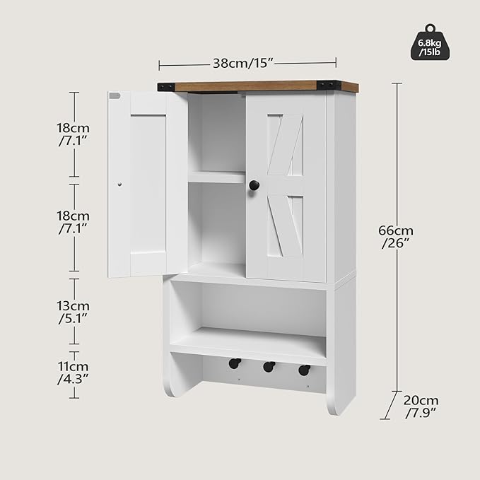 MAHANCRIS Bathroom Wall Cabinet, Farmhouse Medicine Cabinet