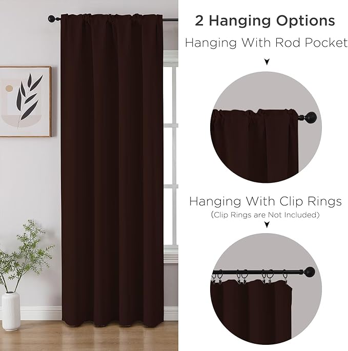 CUCRAF Blackout Curtains 54 inch Length 2 Panels Set, Rod Pocket Room Darkening