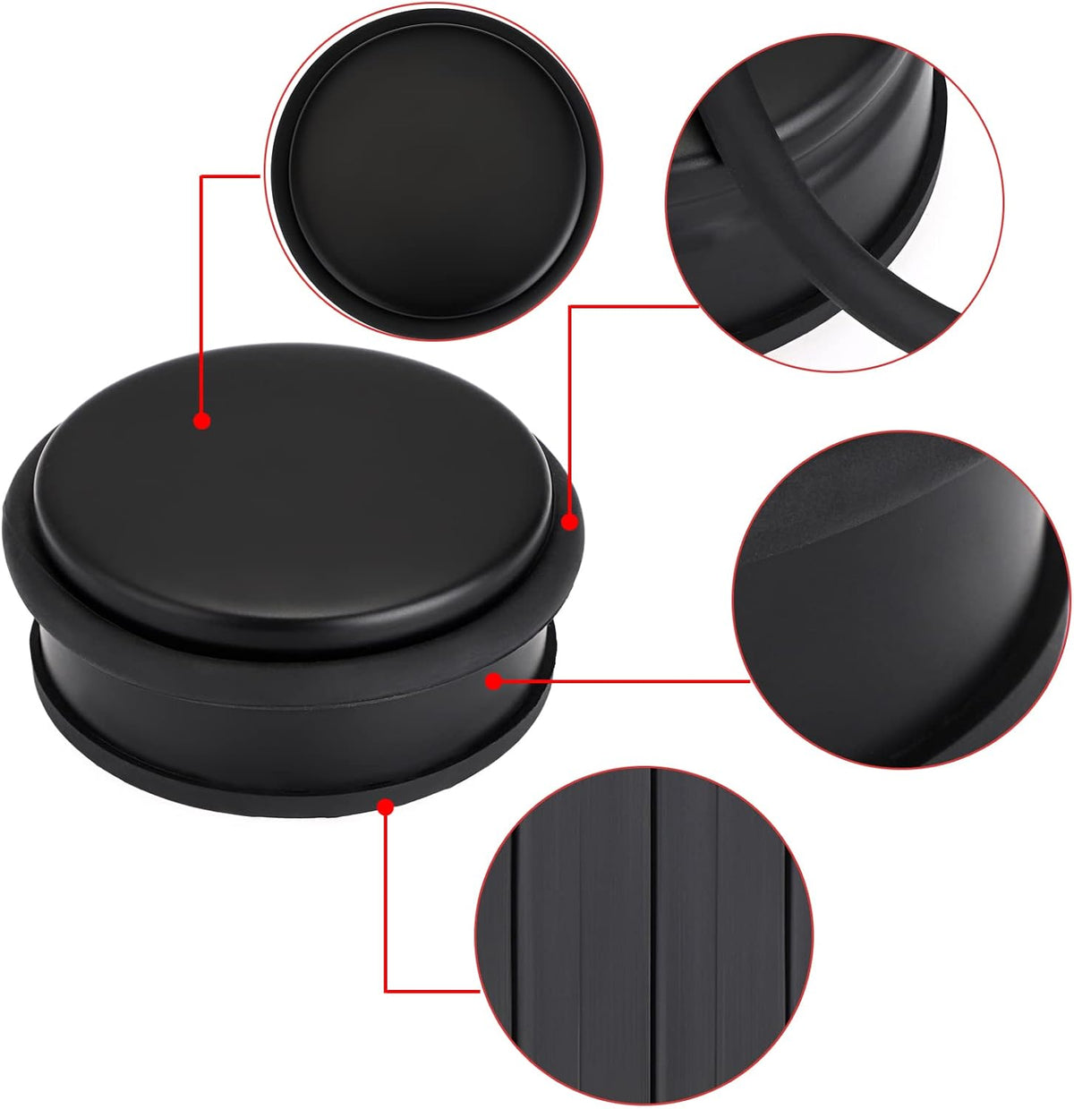Sumnacon 2Pcs Heavy Duty Door Stoppers No Drill, Sturdy Stainless Steel Floor Door Stops with Anti-Skid Rubber - Decorative Metal Doorstops for Home Office Commercial Industrial, Black