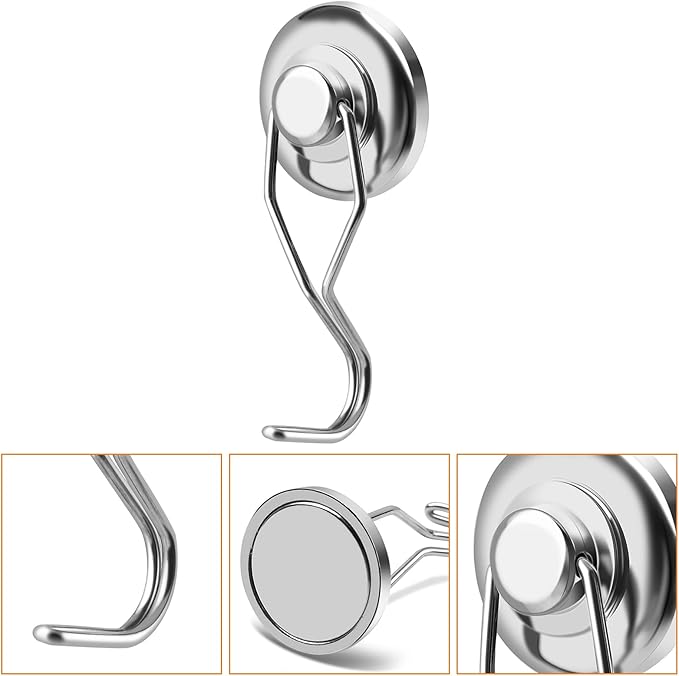 DIYMAG Swivel Swing Powerful Magnetic Hooks, 100LB (7 Pack) Strong Heavy Duty Neodymium Magnet Hooks Great for Grill, Refrigerator, Kitchen, Office-Length 68mm(2.67in), Diameter 32mm(1.26in)