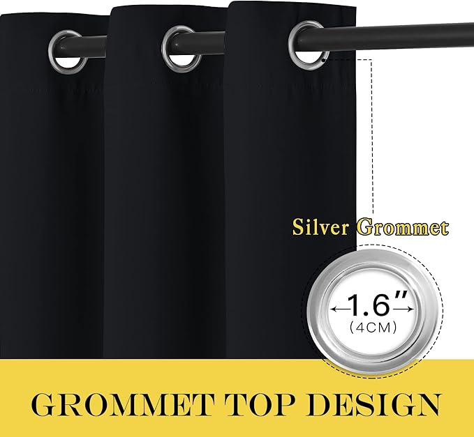 NICETOWN Black Out Living Room Curtain 118 inches Long, Grommet Thermal