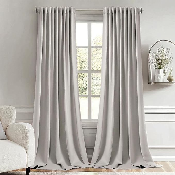MIULEE Stone Back Tab Blackout Curtain 96 Inch Long 2 Panels Set
