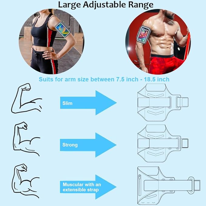 Arm Band for Phone for Running, Phone Holder for Running for iPhone & Samsung Galaxy, Cell Phone Armband Holder for Walking, Gym, Workout, w/Adjustable Strap & Zipper Pocket (Grey-S)