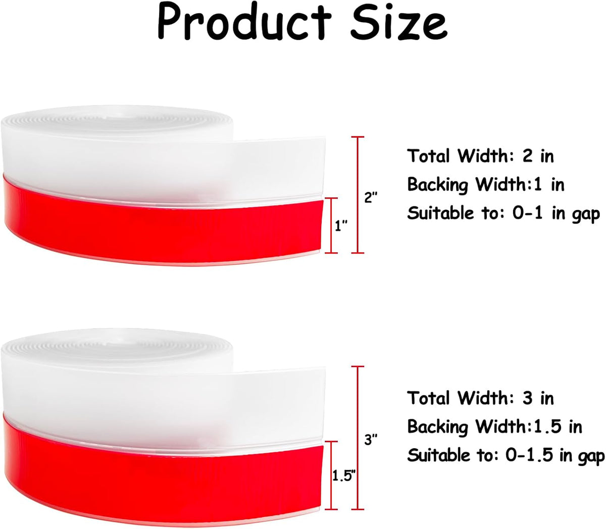 Silicone Weather Stripping, 3 inch (W) x 20 Ft (L) Door Draft Stopper, Windows Seal Strip for Gaps of Door and Windows, Garage Door Under Bottom, Sealing Tape Shower Doors Sweep, White