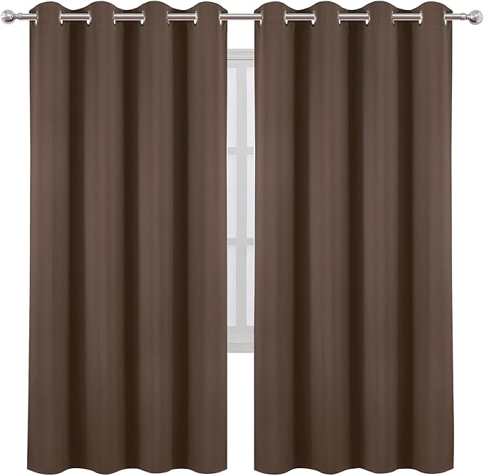LEMOMO Blackout Curtains 66 x 72 Inch Long Chocolate Curtains Set of 2 Panels
