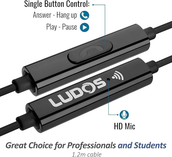 LUDOS Clamor USB C Headphones for iPhone 17 16 15 Pro Max Plus Air iPad Pro, 5 Years Warranty, USB-C Earbuds for Samsung Galaxy S24 S23 Ultra S22 S21 FE S20 A55 A54 A53, USB Type C Earphones - Grey