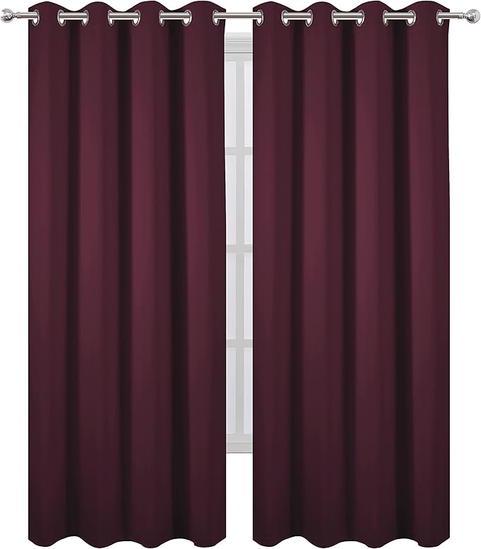 LEMOMO Blackout Curtains 66 x 95 inch/Burgundy Red Curtains Set of 2