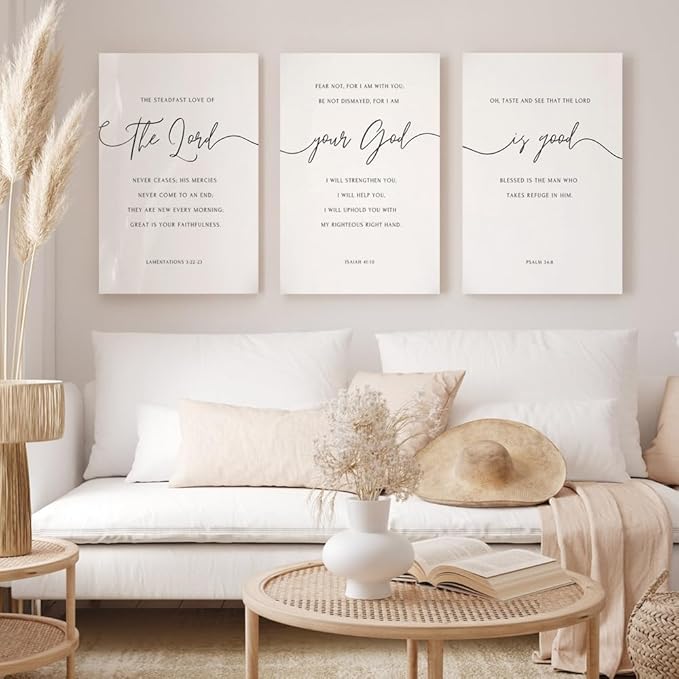 GUBIYU The Lord Your God Is Good Wall Art Black and White Christian Home Decor