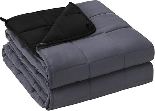 yescool Weighted Blanket for Adults (20 lbs, 60" x 80",Grey& Black) Cooling Heavy Blanket for Sleeping Perfect for 190-210 lbs, Queen Size Breathable Blanket with Premium Glass Bead, Machine Washable