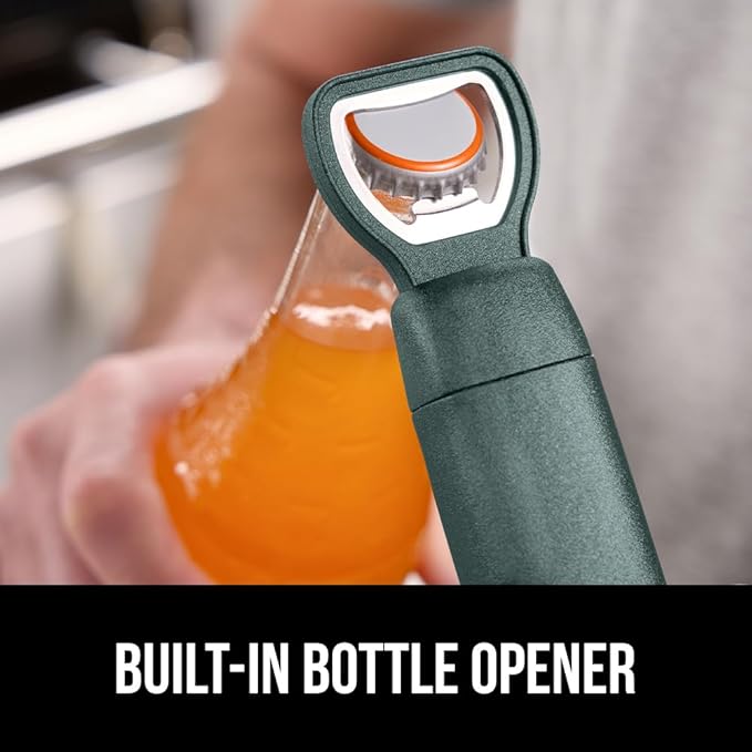 GORILLA GRIP Heavy Duty No Bristle Triple Helix Grill Brush with Scraper for Outdoor Grills, Safe Steam Cleaning, Oversized Comfortable Handle Grip with Bottle Opener, BBQ Tools, 17.5 Inch, Green