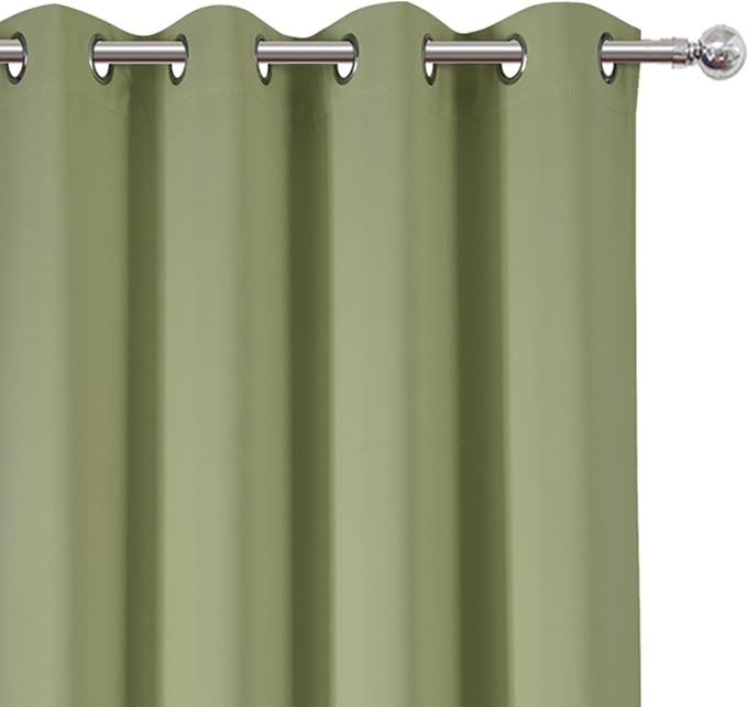 LEMOMO Blackout Curtains 52 x 84 inches Long Sage Green Curtains Set of 2