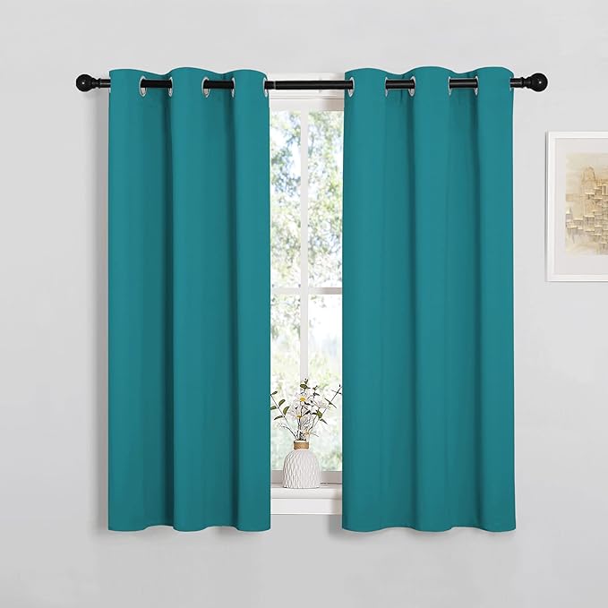 NICETOWN Room Darkening Curtains 45 inch Length 2 Panels, Thermal Insulated