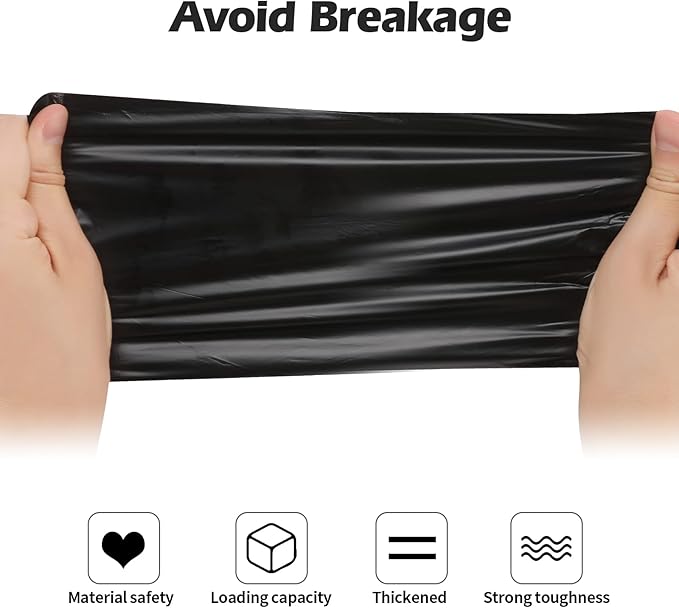 2-4 Gallon Portable Trash Bags,120 Counts Thicken portable Small Garbage Bags for Office, Kitchen,Bedroom Trash Can,Strong Trash Bags（Black）