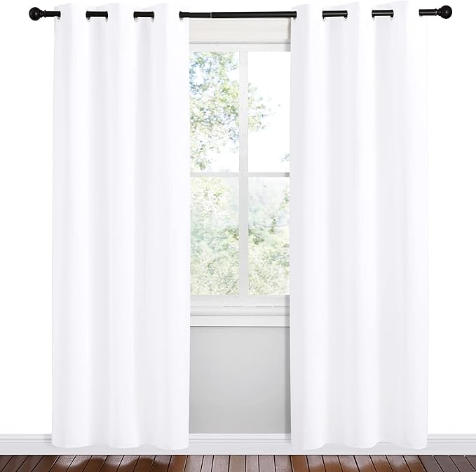 NICETOWN White Samll Window Blackout Curtain Panels, 42 inches x 78 inches