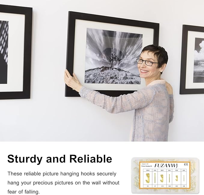 50pcs Picture Hangers with Different Sizes, Heavy Duty 30-100lbs Picture