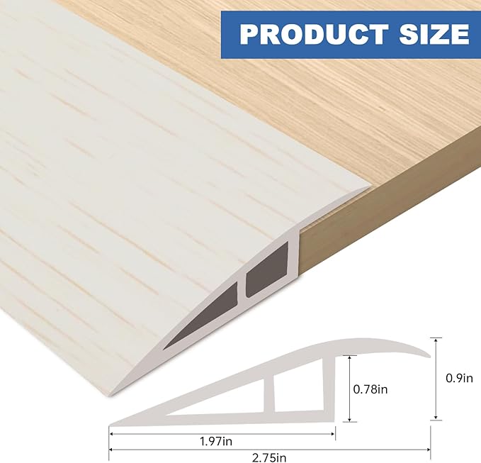 Vinyl Door Threshold Flooring Transition Strip Self Adhesive Carpet Edging Strip for Laminate Doorway Edge Threshold from 3/5" to 4/5" (Beige Wood Grain, 3.3 Ft)