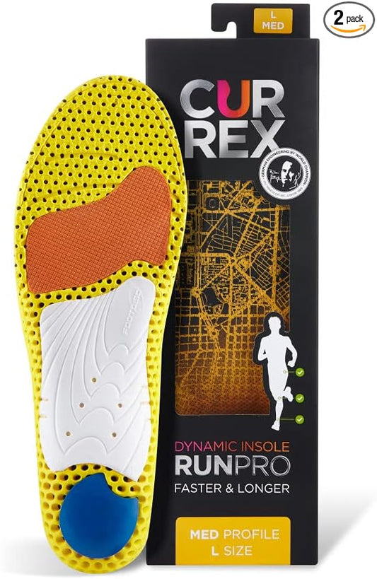 currex RunPro Insoles for Running Shoes – Arch Support Inserts to Help Reduce Fatigue, Prevent Injuries & Boost Performance – for Men & Women – Medium Arch, Large