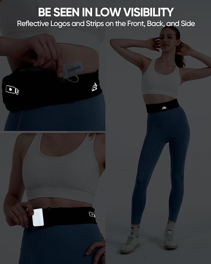 Running Belt with 400ml Soft Flask, Extension Strap & Phone Holder, Adjustable Running Fanny Pack with Gym Towel, Waterproof Belt Bag for Women Men for Jogging Hiking Marathon
