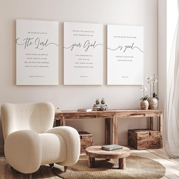 GUBIYU The Lord Your God Is Good Wall Art Black and White Christian Home Decor