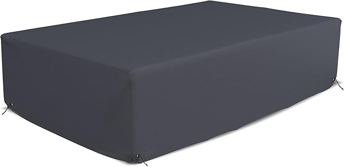 Covers & All Patio Sectional Sofa Set Cover 160 GSM PVC Emboss Fabric Outdoor Furniture Table and Chair Set Cover with Drawstring for Snug Fit (136" W x 74" D x 28" H, Grey)