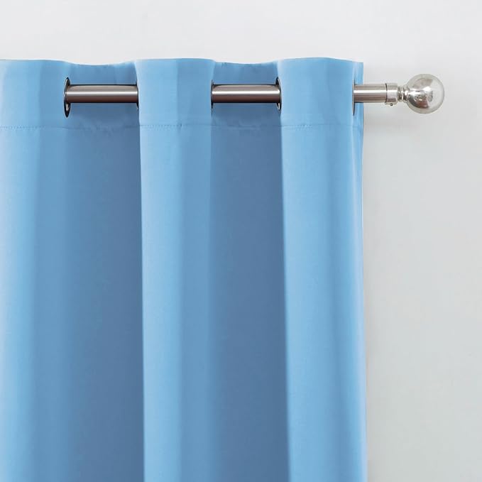 LEMOMO Sky Blue Blackout Curtains/42 x 63 Inch Length Kids Curtains/Set of 2